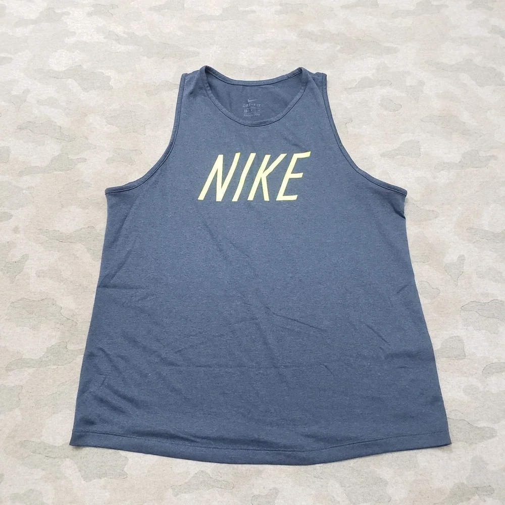 Nike Tank Top Womens Medium Blue‎ Dri-Fit Sleeveless Gym Athletic Fitness